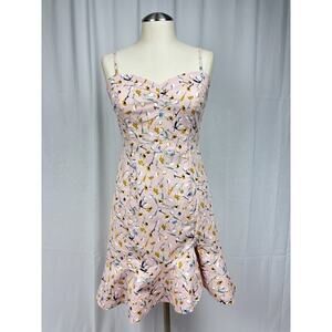 Sugar + Lips Light Pink Floral Spaghetti Strap Dress Ruffle Hem Size M